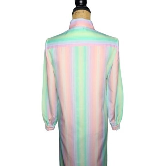 Vintage 60s Schrader Sport NY Pastel Striped Casual House Dress - Picture 3 of 13